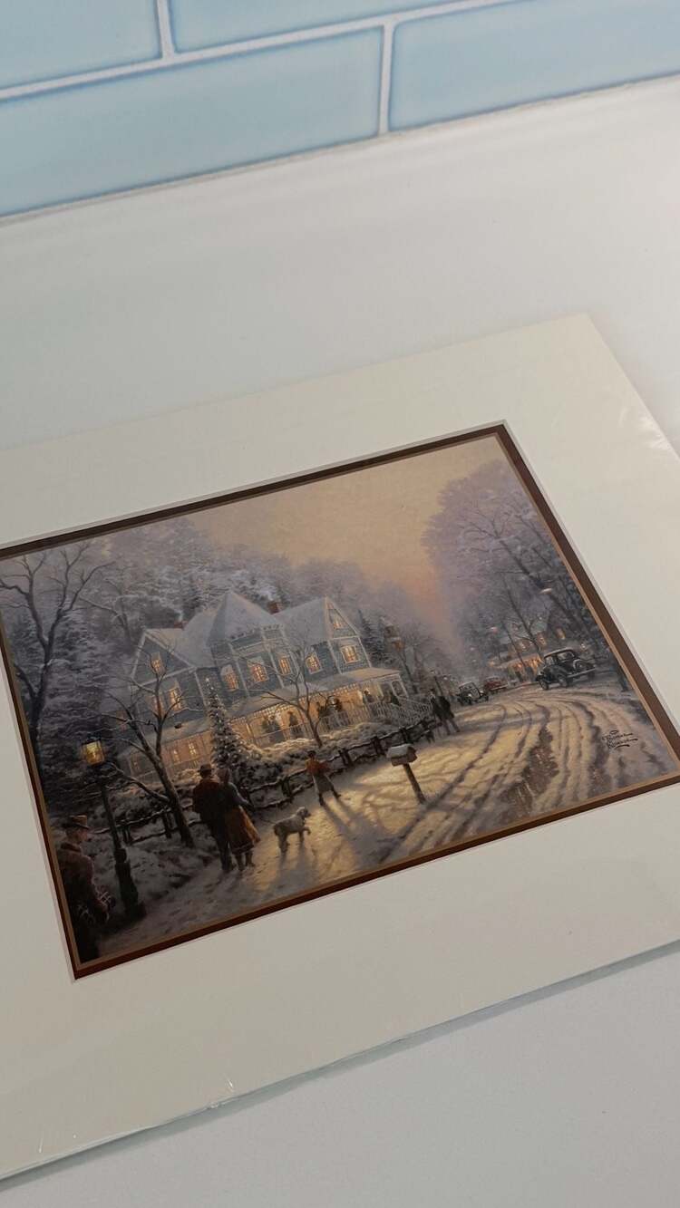 Thomas Kinkade Matted Collector's Print A Holiday Gathering